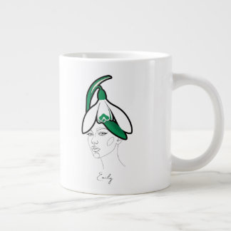 Personalisiertes Januar-Geburtsblumen-Porträt Jumbo-Tasse