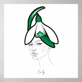 Personalisiertes Januar-Geburtsblumen-Porträt Poster