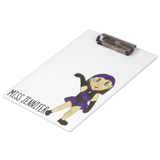 Personalisiertes Jazz-Tanzlehrer-Geschenk Klemmbrett (Schrägansicht)