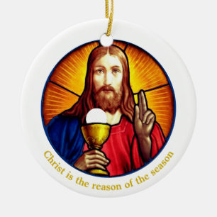Personalisiertes Jesus-Bild Keramik Ornament