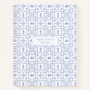 Personalisiertes Journal Delft Blue und White Patt Notizblock