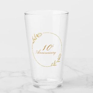 Personalisiertes Jubiläum mit goldenem Rahmen Glas