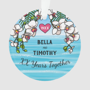 Personalisiertes Jubiläum Tropical Beach Orchidee Ornament