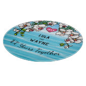 Personalisiertes Jubiläum Tropical Beach Orchideen Schneidebrett (Ecke)