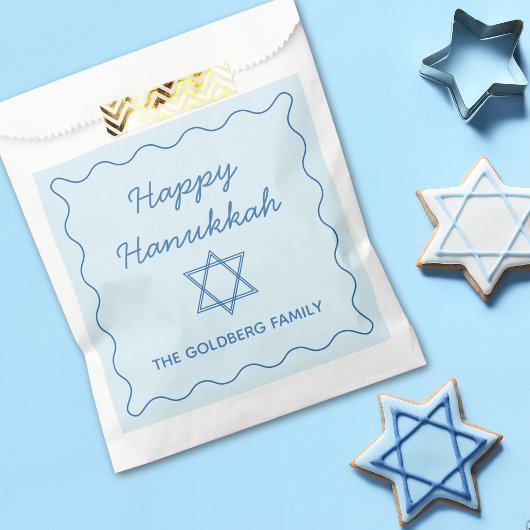 Personalisiertes jüdisches Star Blue Happy Hanukka Geschenktütchen