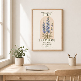 Personalisiertes Juli-Rittersporn-Geburtsblumenpos Poster
