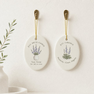 Personalisiertes Juli-Rittersporn-Ornament Keramik Ornament