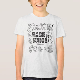 Personalisiertes Jungen Zurück zur Schule Doodle  Tri-Blend Shirt