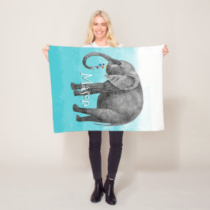 Personalisiertes Jungenzimmer-Muster Elefant Fleecedecke