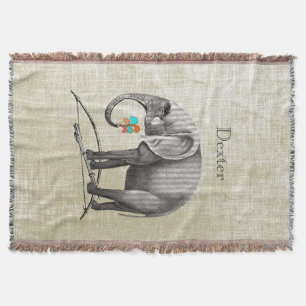 Personalisiertes Jungenzimmer Vintage-Elefant Decke
