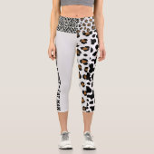 Personalisiertes Jungle Cat Pattern Brown Black Capri Leggings (Vorderseite)