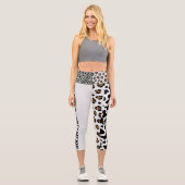 Personalisiertes Jungle Cat Pattern Brown Black Capri Leggings (Vorderseite)