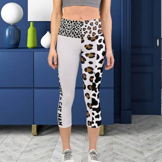 Personalisiertes Jungle Cat Pattern Brown Black Capri Leggings
