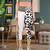 Personalisiertes Jungle Cat Pattern Brown Black Capri Leggings