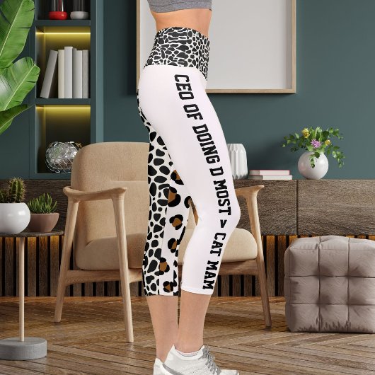 Personalisiertes Jungle Cat Pattern Brown Black Capri Leggings
