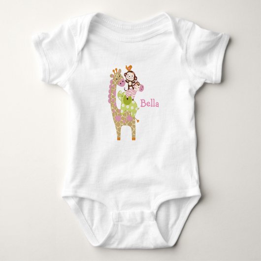 Personalisiertes Jungle Jill/Girl Animals Baby-Shi Baby Strampler (Vorderseite)