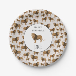 Personalisiertes Jungle Lion Tiermuster Geburtstag Pappteller
