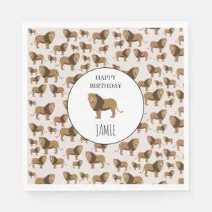 Personalisiertes Jungle Lion Tiermuster Geburtstag Serviette