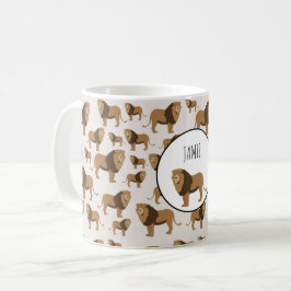 Personalisiertes Jungle Lion Tiermuster Kaffeetasse