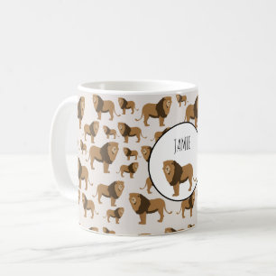 Personalisiertes Jungle Lion Tiermuster Kaffeetasse