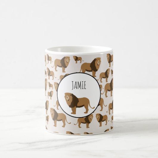 Personalisiertes Jungle Lion Tiermuster Kaffeetasse (Mittel)