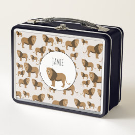 Personalisiertes Jungle Lion Tiermuster Metall Brotdose