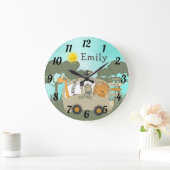 Personalisiertes Jungle Safari Baby Animals Kinder Große Wanduhr (Zuhause)