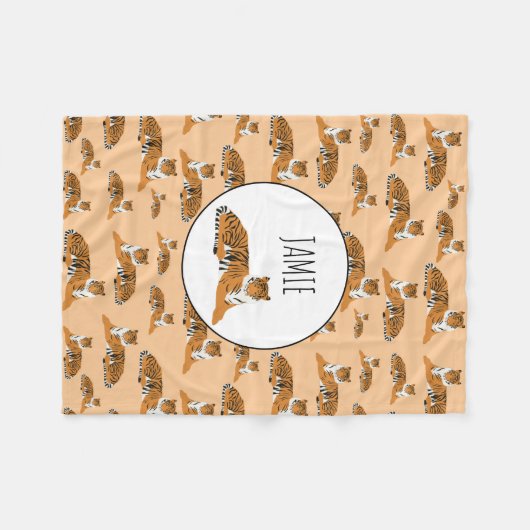 Personalisiertes Jungle Tiger Tiermuster Fleecedecke (Vorderseite (Horizontal))