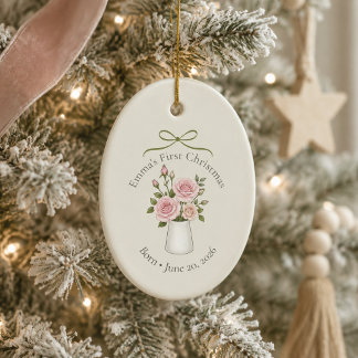 Personalisiertes Juni-Geburtsblume Erstes Weihnach Keramik Ornament