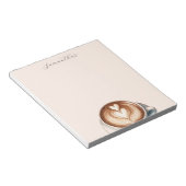 Personalisiertes Kaffeethemen-Notizbuch mit Latte Notizblock (angewinkelt)