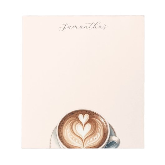 Personalisiertes Kaffeethemen-Notizbuch mit Latte Notizblock (Vorderseite)