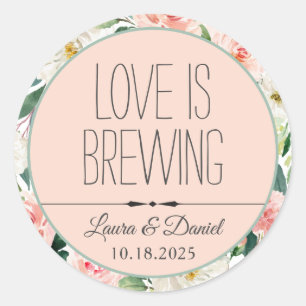 Personalisiertes Kaffeetikett für Braut und Bräuti Runder Aufkleber