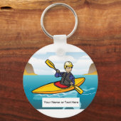Personalisiertes Kajak - Cartoon von Männern Schlüsselanhänger (Vorderseite)