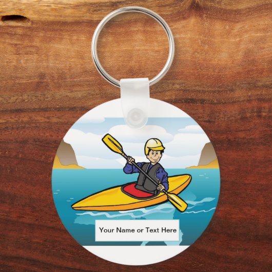 Personalisiertes Kajak - Cartoon von Männern Schlüsselanhänger (Vorderseite)