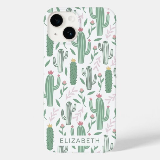 Personalisiertes Kaktus-botanisches Muster Case-Mate iPhone Hülle (Rückseite)
