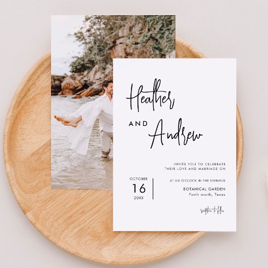 Personalisiertes kalligrafisches Simple Wedding Fo Einladung