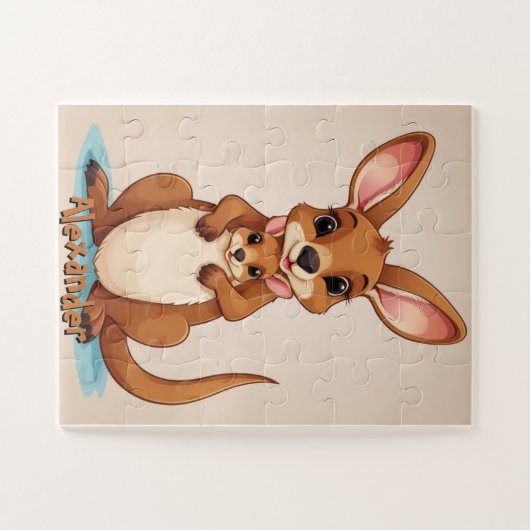 Personalisiertes Känguru mit Säugling in Beutel Puzzle (Horizontal)