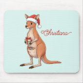 Personalisiertes Känguru mit Weihnachtsmannmütze W Mousepad (Vorne)