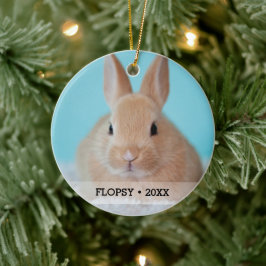 Personalisiertes Kaninchen Foto Name Weihnachtsbau Keramik Ornament