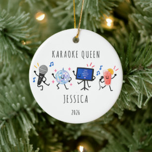 Personalisiertes Karaoke-Queen-Christmas-Ornament Keramik Ornament