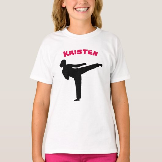 Personalisiertes Karate-Mädchen-Shirt T-Shirt (Vorderseite)