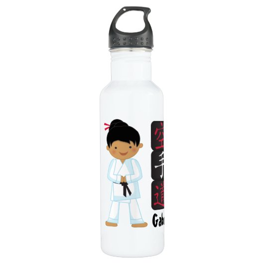 Personalisiertes Karate-Mädchen Trinkflasche (Vorderseite)