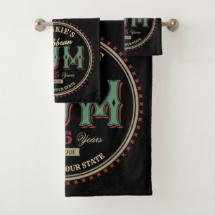 Personalisiertes karibisches Rum-Liquor-Flaschenet Badhandtuch Set