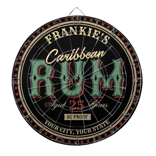 Personalisiertes karibisches Rum-Liquor-Flaschenet Dartscheibe (vorne)