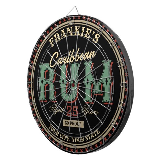 Personalisiertes karibisches Rum-Liquor-Flaschenet Dartscheibe (Vorderseite rechts)