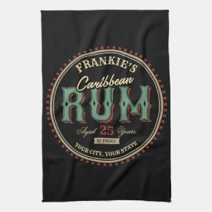 Personalisiertes karibisches Rum-Liquor-Flaschenet Geschirrtuch
