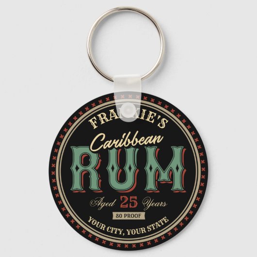 Personalisiertes karibisches Rum-Liquor-Flaschenet Schlüsselanhänger (Vorderseite)