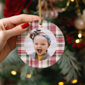 Personalisiertes Kariertes Foto Weihnachtsbaum Ornament