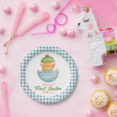 Personalisiertes Kariertes Kicheeier zu Ostern Pappteller (Party)