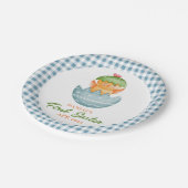 Personalisiertes Kariertes Kicheeier zu Ostern Pappteller (Schrägansicht)